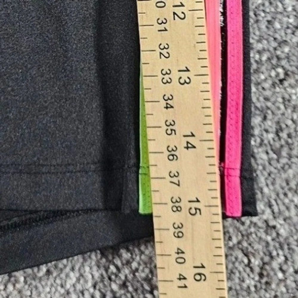 PINK Victoria sSecret Biker Shorts Womens Medium Black Neon Rainbow Striped Gym